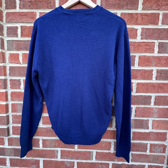 VTG Heritage Vneck Sweater Mens Large Navy Duck Logo Academia Grandpacore - Picture 3 of 8